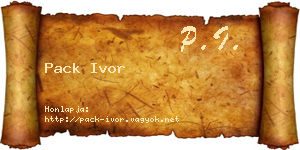 Pack Ivor névjegykártya